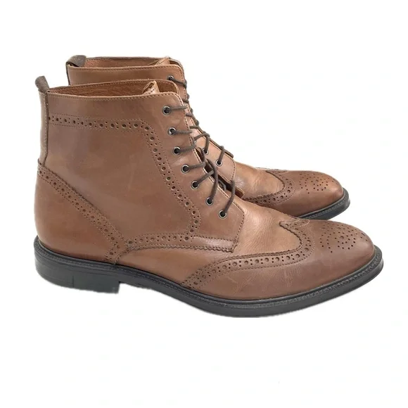 Stafford Brand Deacon Wingtip Brogue Boots Men's Leather Upper size 12 - Picture 2 of 7